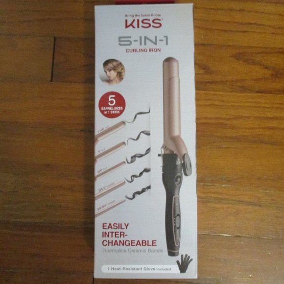 KISS 5-in-1 Curling Iron Set Metallic Rose Pink NEW - Picture 6 of 7